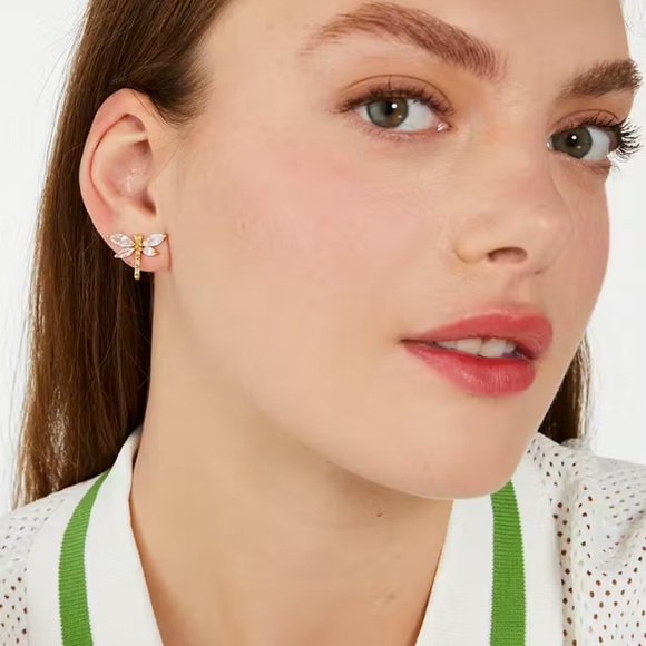 LAST NWT Kate Spade NY Dragonfly Stud earrings with Dust Bag! Sold out novelty! - Picture 3 of 8